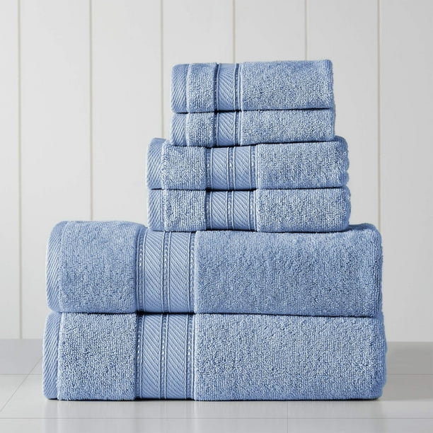 Juego de toallas de 6 piezas algodón peinado, toallas de baño, toallas de mano y paños de baño, súper absorbentes y de secado rápido, 600 g/m², suave y afelpada, azul