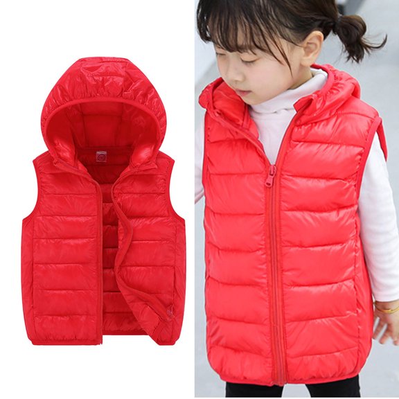Kids Girls Puffer Vest with Hood Lightweight Sleeveless Girls' Outerwear Vests Girls Winter Clothes Kids Clothes Girls 5-6 Years