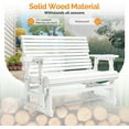 thumbnail image 5 of VINGLI Outdoor Glider Wood Patio Chair with Cup Holders, Outdoor Bench Glider Loveseat with Smooth Rocking Mechanism, Heavy Duty 800 LBS, White, 5 of 14