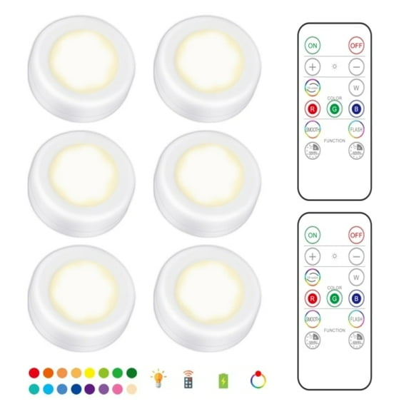 6st LED Spotlights 2 fjärrkontroller RGB Design - Flerfärgade Vit