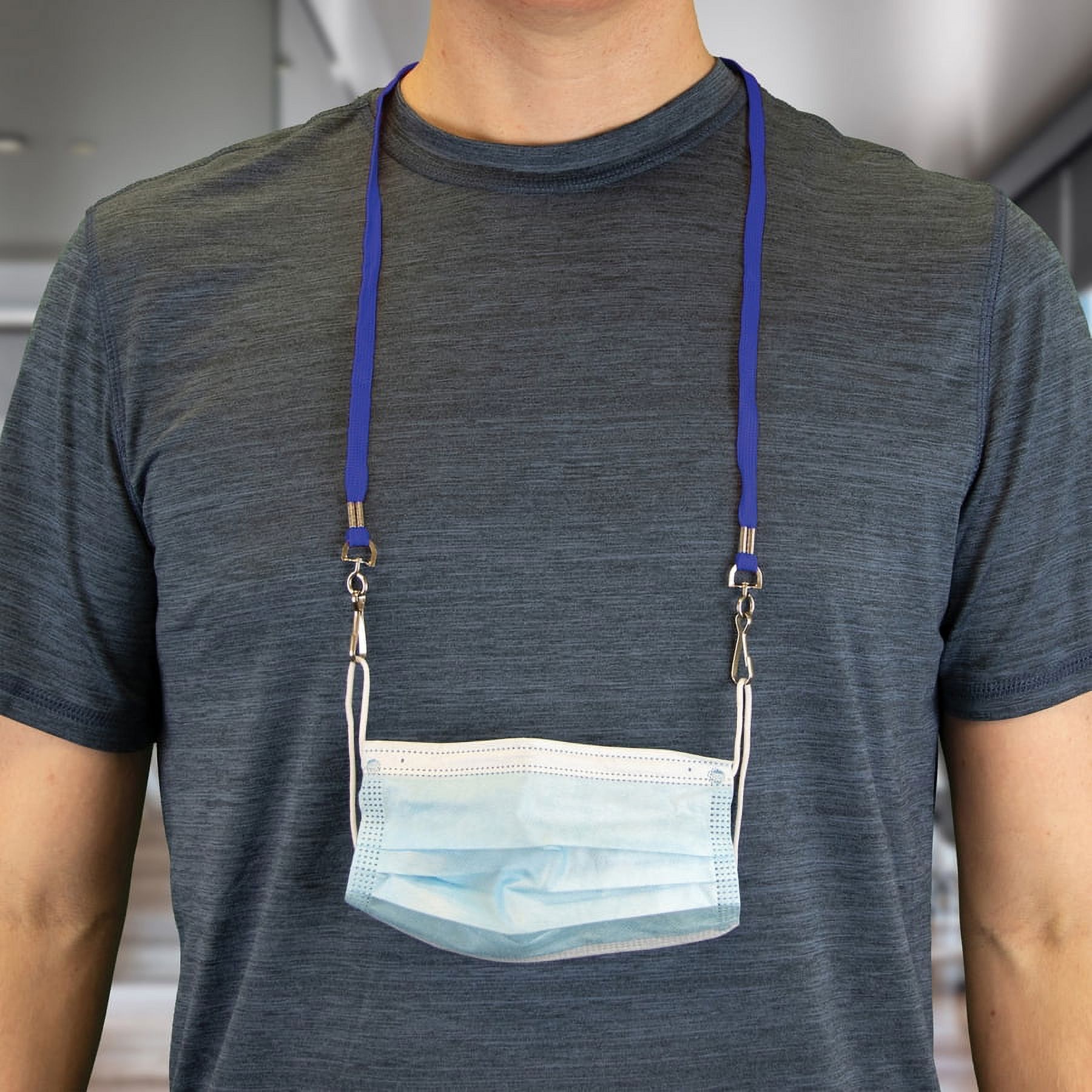 Advantus Face Mask Lanyard - 10 / Pack - 30" Length - Blue
