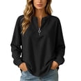 thumbnail image 2 of Neewe Women's Plain Long Sleeve Top Fall 1/4 Zipper Tops Loose Ladies Casual Fashionable Top Pullover, 2 of 7