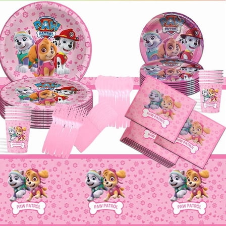Paw Patrol Party Tableware Set Plates Cup Kit Birthday Supplies Decorations Disposable Dinnerware