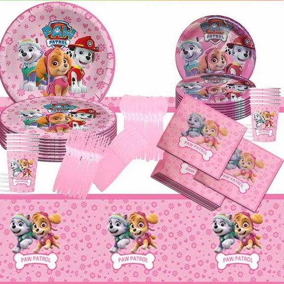 Paw Patrol Party Tableware Set Plates Cup Kit Birthday Supplies Decorations Disposable Dinnerware