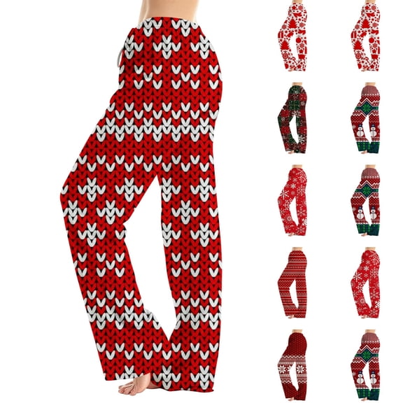 Lumtrix Christmas Pajamas For Women Cute Funny Knit Texture Printed Pj Sleepwear Soft Comfy Elastic Waist Fall Winter Pajamas Light pink S