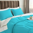 thumbnail image 3 of 1 Piece Honeycomb Design Comforter, 800 TC, 100% Egyptian Cotton, Oversized Super King Size Turquoise Blue Solid, 3 of 5