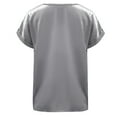 thumbnail image 5 of KHONTS Women's Short Sleeve Satin Blouses Casual Loose Crewneck Silk Shirts Roll up Sleeve Tunic Tops Grey XL, 5 of 5