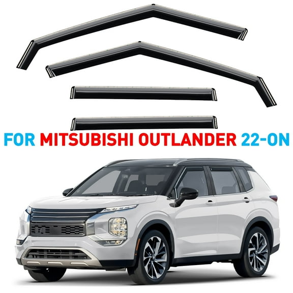GrandWheel Co Smoke Tinted In-channel Side Window Vent Visor Deflectors Rain Guards Compatible with Mitsubishi Outlander 2022-2025 - 4 pcs. GW0938