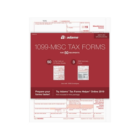Adams 2019 1099-MISC and 1096, Laser Tax Forms STAX519