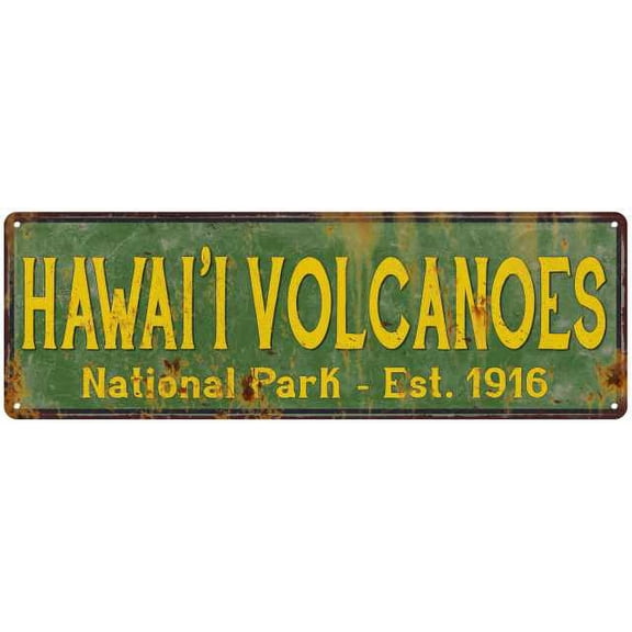 Hawai'I Volcanoes National Park Rustic Metal 6x18 Sign Cabin Decor 206180057053