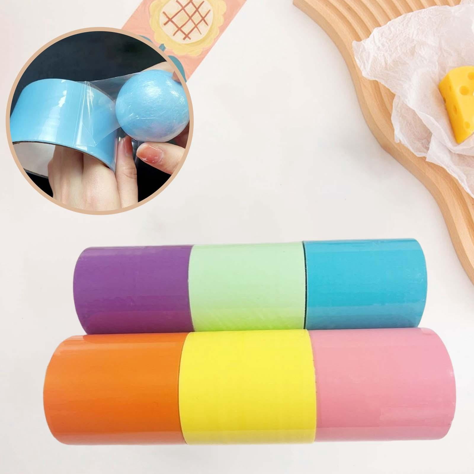 6Pcs Sticky Ball Tapes DIY Rainbow Sensory Toy 6 Colors 4 inch Wide for Kids