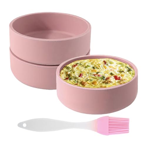 Silicone Air Fryer Egg Pan, 3 Pcs Air Fryer Egg Mold Reusable Egg Bites Molds Egg Bites Maker Pan Nonstick Individual Microwave Dash Egg Cooker for Oven Air Fryer Eggwich Egg Muffin with oil Brush
