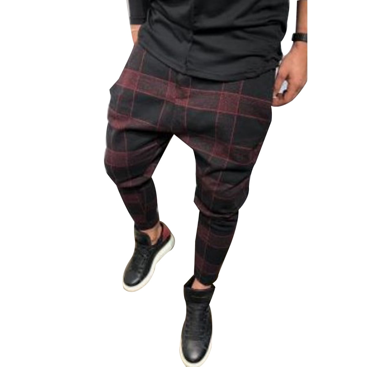 Kmbangi Men Plaid Pants, Plus Size 
