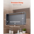 thumbnail image 3 of KFFKFF Recessed Wall Niche with LED Strip, 13 x 25 x 4 inch Stainless Steel Shower Storage Organizer, Waterproof and Durable Design, Easy Installation, Black Finish for Bathroom, 3 of 9