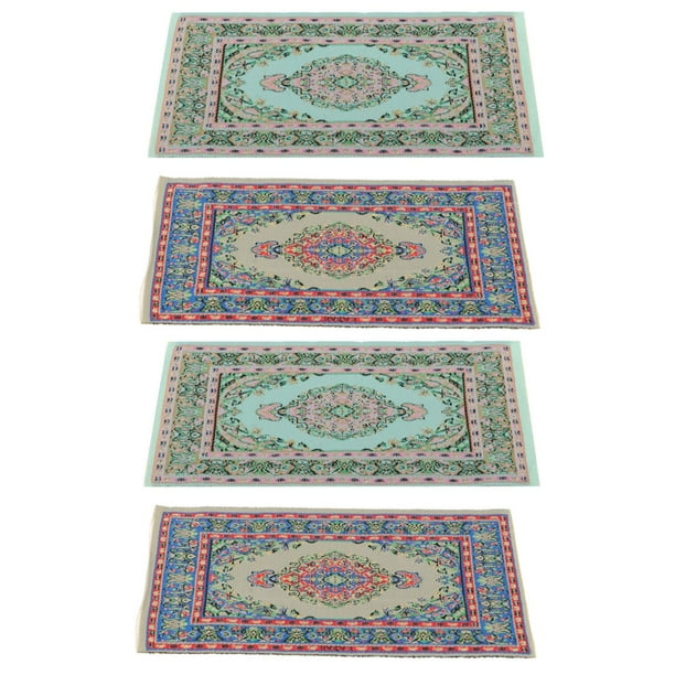 Alfombra Bordada para Puerta de en Miniatura, 4 Uds., Alfombra para , Felpudo degree Casa de , Accesorio de Decoración
