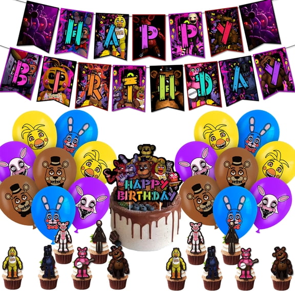 Game Birthday Party Decorations,  Survival Game Themed Decorations include Happy Birthday Banner, Cake Toppers, Balloons for Kids Teens Adults Birthday Party Supplies