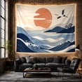 thumbnail image 6 of Crane Above Coastal Waves with Orange Sun and Mountains, Peaceful Minimalist for Nature Lovers, Seaside Decor, Housewarming Gift, Tapestry Wall Hanging for Bedroom and Studio, 6 of 7
