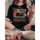 thumbnail image 1 of Playera Deportiva Manga Corta Mujer Dry-FitCreative Teacher Battery Pattern Printed Women'S Trendy Round Neck Short Sleeve, Simple Casual Sports T-Shirt, Comfortable Summer Top for Women During Holi, 1 of 7