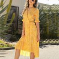 thumbnail image 3 of Vedolay Womens Dresses Women's Casual Halter Neck Sleeveless Floral Long Maxi Dress Backless Loose Ruffle Sundress with Belt,Yellow XL, 3 of 5