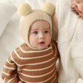 thumbnail image 5 of Sunjoy Tech Fall Winter Children Hat Knitted Cartoon Ear Decor Warm Ear Protection Infant Baby Cap Beanie Thick Soft Elastic Button Closure Unisex Anti-slip Lightweight Hat, 5 of 7