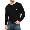 thumbnail image 3 of Aiyino Men's Loose Fit Heavyweight Long Sleeve Pocket Henley T-Shirt, 3 of 6