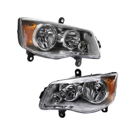 Headlight Assembly Set 2 Piece - Compatible with 2008 - 2016 Chrysler Town & Country 2009 2010 2011 2012 2013 2014 2015