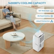Portable Air Conditioner with Remote Control, 14000BTU air cooler, Portable AC for room up to 300 Sq Ft, White