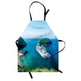 thumbnail image 1 of Cruise Ship Apron, Passenger Ship in the Ocean with Clear Blue Sky Summer Vacation Picture, Unisex Kitchen Bib with Adjustable Neck for Cooking Gardening, Adult Size, Green Blue White, by Ambesonne, 1 of 4