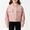 thumbnail image 2 of Coerni Boys Girls Faux Leather Jacket Banded Stand Collar Biker Moto Coat Teen Trendy Vintage Cropped Jackets Fall Winter Coat, 2 of 7
