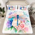 thumbnail image 2 of jejeloiu Rainbow Plant Flowers Twin Sheet Sets,Kawaii Cute Dragonfly Bedding For Men Women 3-Piece, 2 of 7
