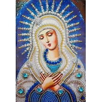 Mother Mary Diamond Painting Kits for Adults,DIY 5D Crystal Rhinestones Virgin Mary Catholic Pictures Craft for Home Wall Decor, 12x16 inch, with Big Gems&Pearls