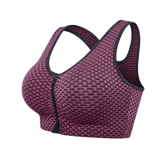 Tinglu Women Bras with Removable Pads Comfort Front Zipper Sports Bras Fitness Wireless Yoga Bra
