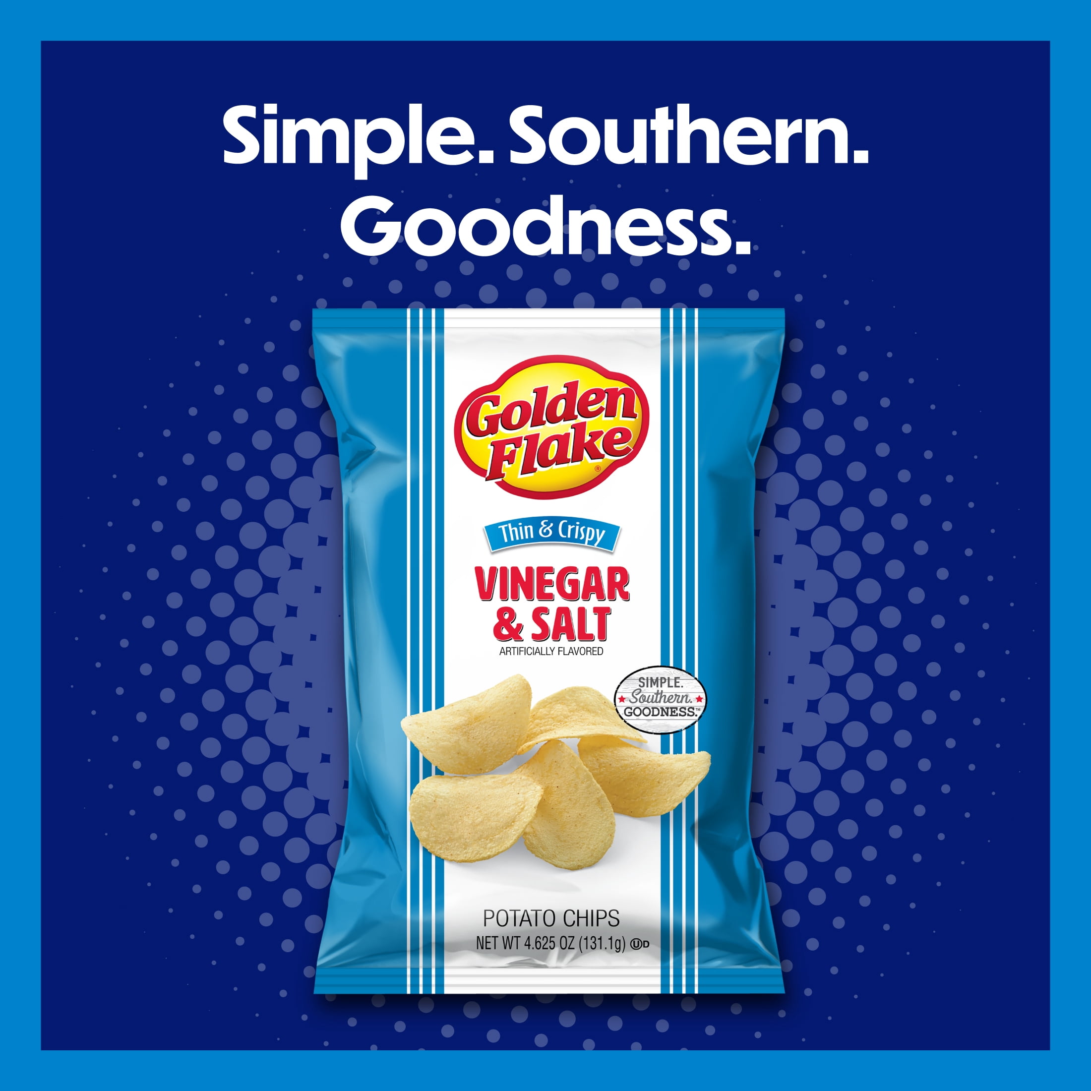 Golden Flake Vinegar & Salt Thin & Crispy Potato Chips, Gluten-Free, 4.625 oz Bag