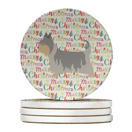 

Australian Silky Terrier Merry Christmas Large Sandstone Coasters Pack of 4 4 in x 4 in