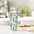 thumbnail image 5 of Green Cactus Tumbler Succulents Stainless Steel Insulated Tumblers with Lid Straw Reusable Tropical Plant Coffee Travel Mug Tea Drinking Wine Smoothie Cups Gifts for Women 20 Oz, 5 of 5