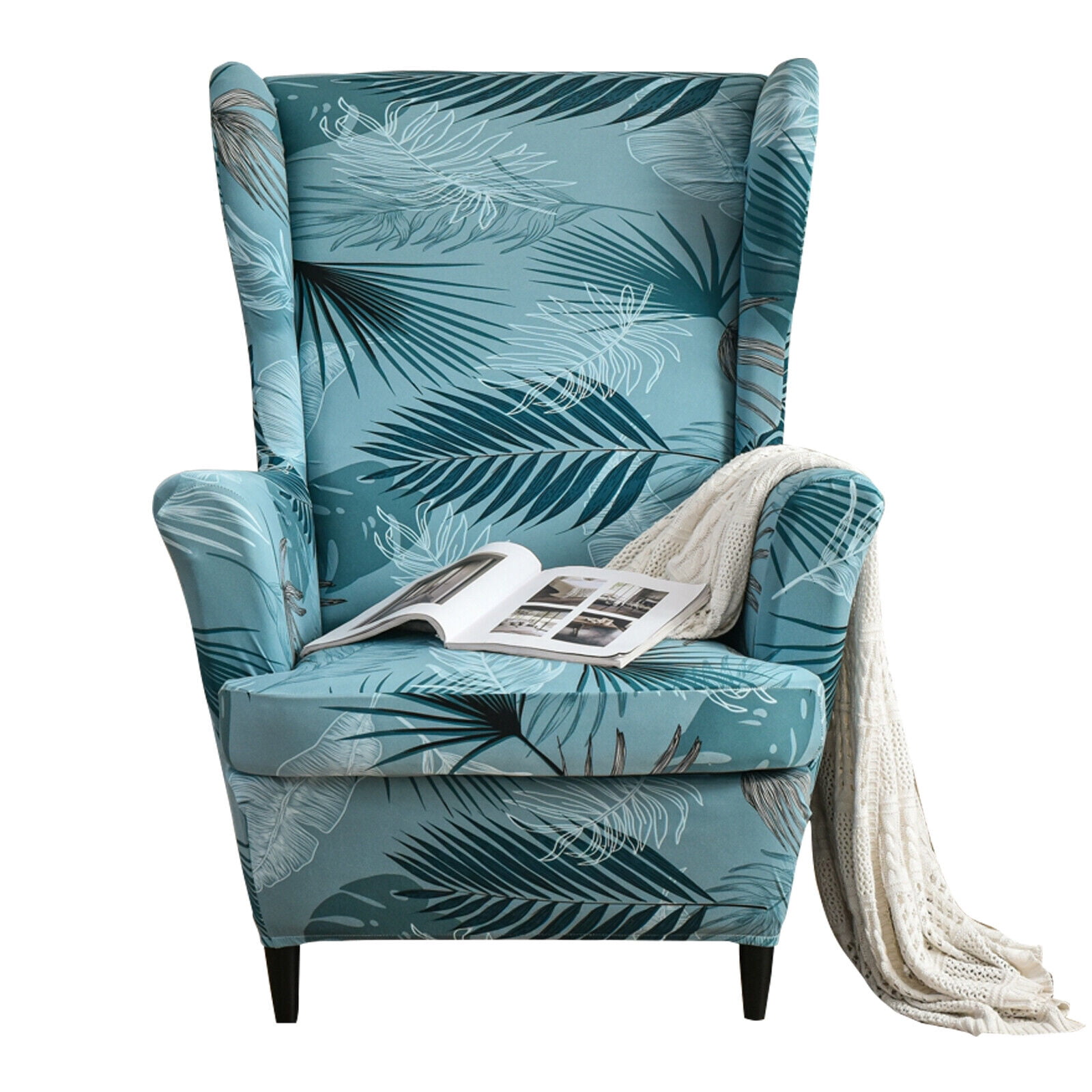 SHANNA Wingback Chair Cover 2Piece Stretch Armchair Sofa Slipcover Wing Chair Covers