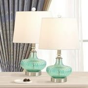 Maxax Table Lamps Set of 2, Blue Nightstand Lamps Glass Bedside Desk Lamps