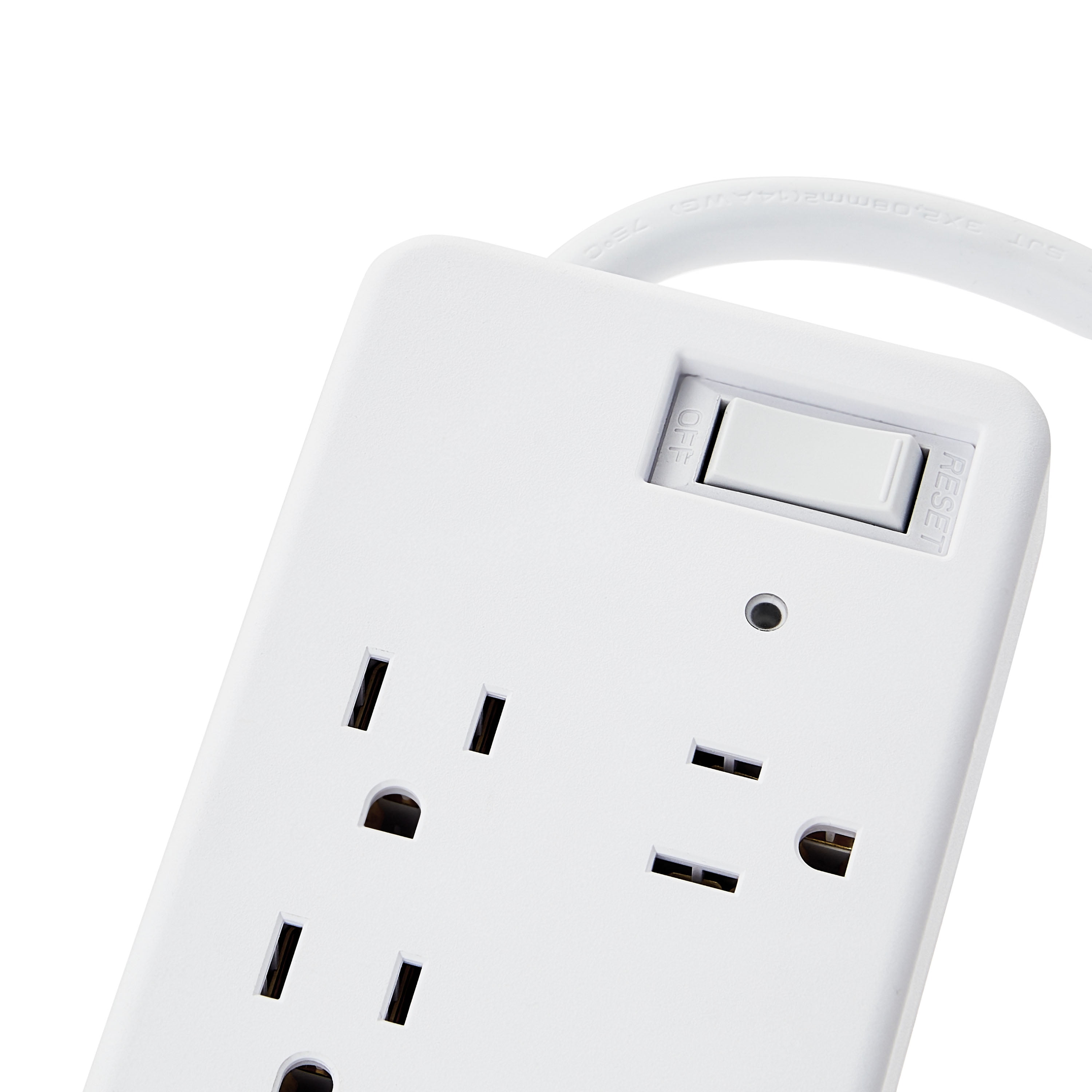onn 7-Outlet Surge Protector with 1 USB Port, and 1 USB-C Port, and 2.5' Power Cord, White