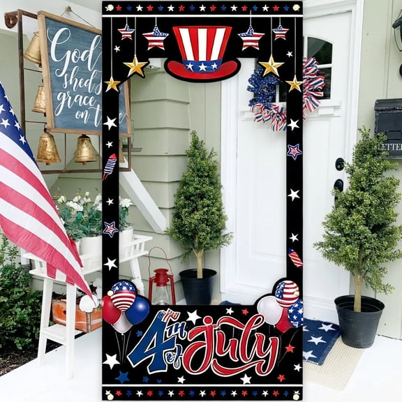 Loespoir Independence Day Photo Frames, Party Supplies Background Fabrics, Decorative Props Banners, for Photography, Artifacts, Celebration, Patriotic Event(Black)