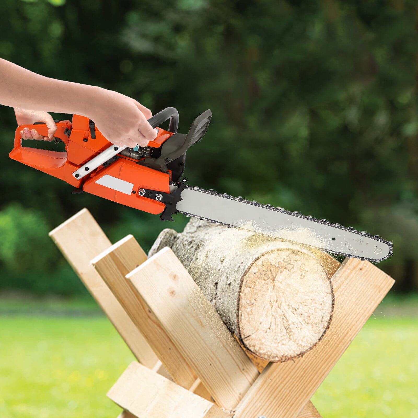 PEAKORA72cc Gas Powered Chainsaw with 24'' Guide Bar Saw Chain 2-Stroke Engine Cut Wood