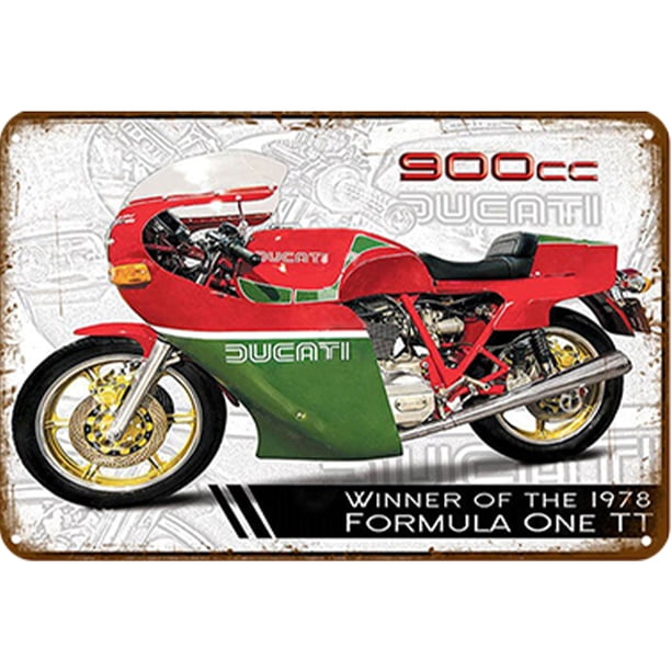 Placa Metal Vintage DUCATI Motocicleta Rectangular Hierro Pintura Pared 30x20cm