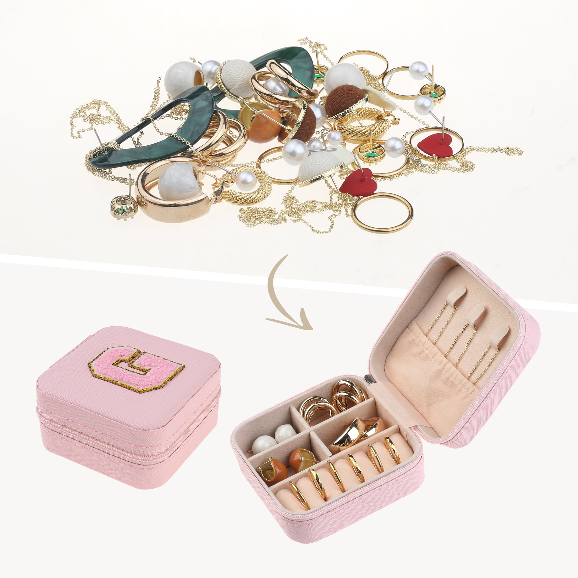 Unique Bargains Jewelry Box Small PU Leather Jewelry Organizer Case Storage Display Holder Pattern G