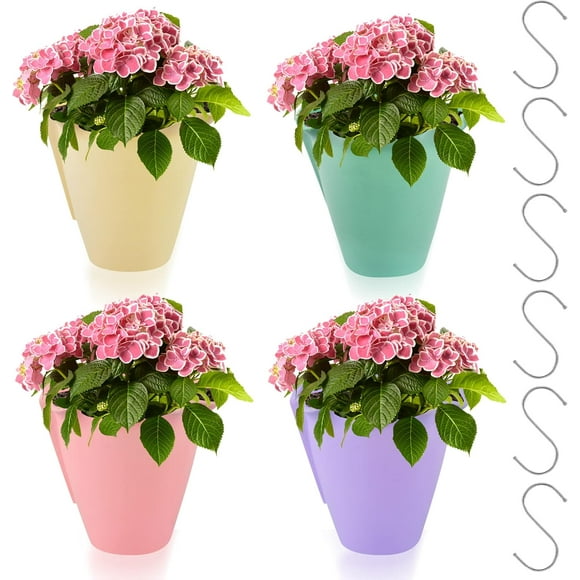 Gransuncy 4 Pcs Wall Hanging Planter Pot, Hanging Vertical Planter for Orchid Herb Aloe Succulent Cactus, Yard Garden Outdoor and Indoor Hanging Decorations