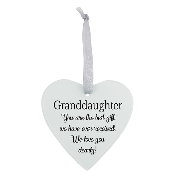 Elanze Designs Granddaughter Best Gift 4.5 Inch Frosted Glass Christmas Hanging Ornament