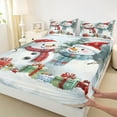 thumbnail image 3 of Manfei Lovely Xmas Snowman Twin Sheet Sets,Merry Christmas Twin Fitted Sheet,White Red Flat Sheet For Girl Teens,Breathable Home Decor,3pcs, 3 of 7