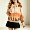 thumbnail image 4 of Spazoro Girls Full Zip Hoodie with Pockets, Long Sleeve Tie Dye Stretchy Hooded Lightweight Casual Sweatshirt Jacket Orange Size 5-6, 4 of 6