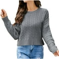 thumbnail image 5 of Deals Solid Short Sweaters for Women Long Sleeve Round Neck Pullover Cropped Sweater Pullover Tops Trendy Casual Knits Shirt, 5 of 5