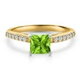 thumbnail image 3 of Gem Stone King 10K Two Tone Gold Green Peridot and Lab Grown Diamond Engagement Ring for Women | 1.21 Cttw | Princess 6MM | Gemstone August Birthstone | Size 9, 3 of 6