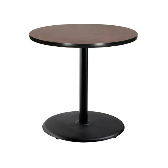 Hampden Furnishings Bennet Collection Steel Frame 36" Round Top, Round Base, 42" Height, Cafe Table, Black Frame/Mahogany Top