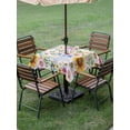 thumbnail image 4 of Outdoor Tablecloth with Umbrella Hole for Patio/Picnic/Party/Camping, Sunflower Waterproof Table Cloth Square Cover Washable, Colorful Flowers Summer Botanical Watercolor (54"x 54"), 4 of 8